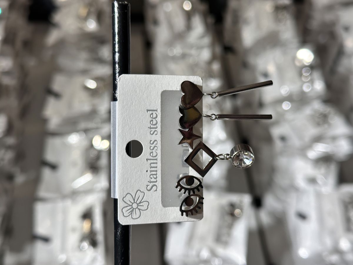 6’lı kombin çelik küpe